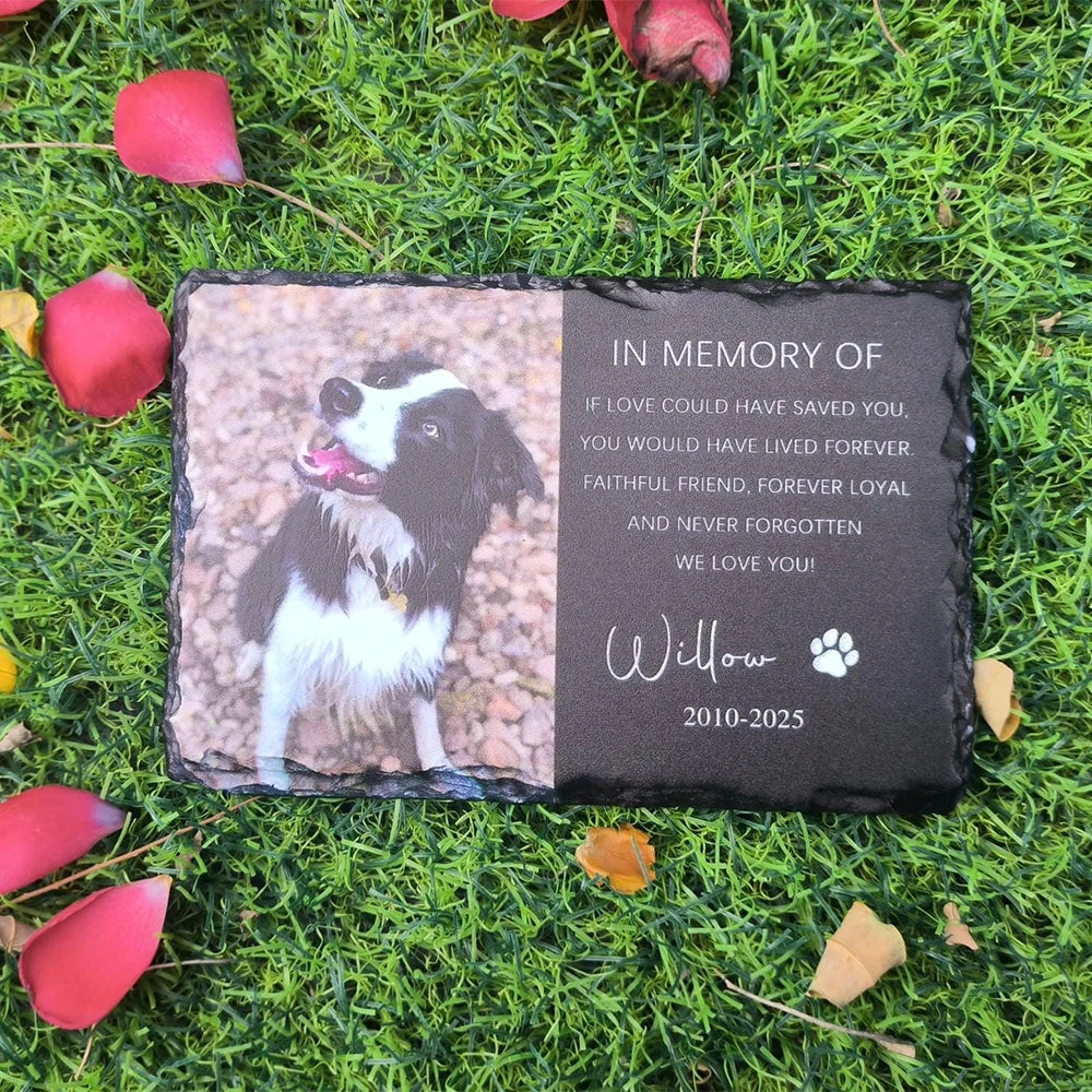 Pet Memorial Garden Stone – Personalized Tombstone with Photo