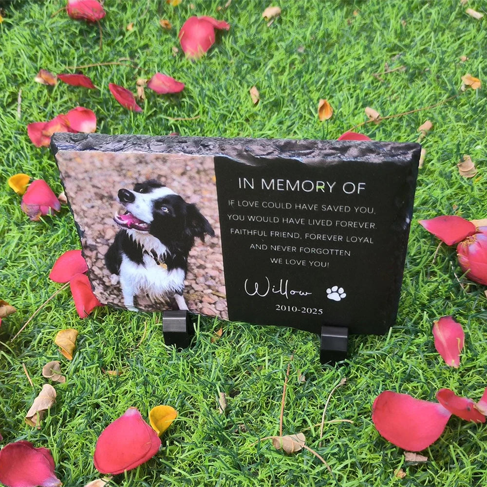 Pet Memorial Garden Stone – Personalized Tombstone with Photo