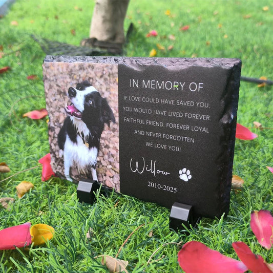 Pet Memorial Garden Stone – Personalized Tombstone with Photo