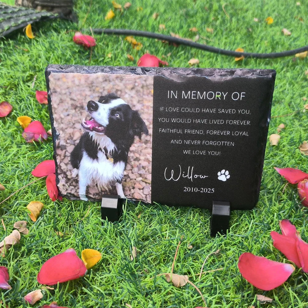 Pet Memorial Garden Stone – Personalized Tombstone with Photo