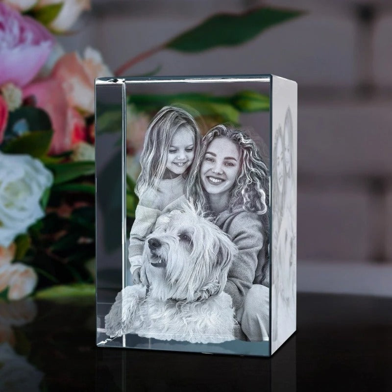 Remember Forever: Engraved Photo Crystal Candle Holder
