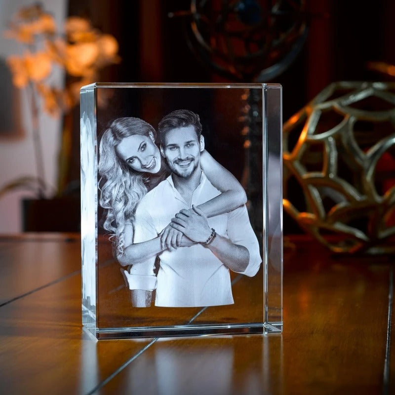 Remember Forever: Engraved Photo Crystal Candle Holder