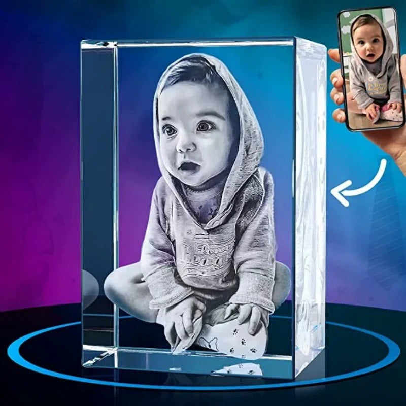 Remember Forever: Engraved Photo Crystal Candle Holder