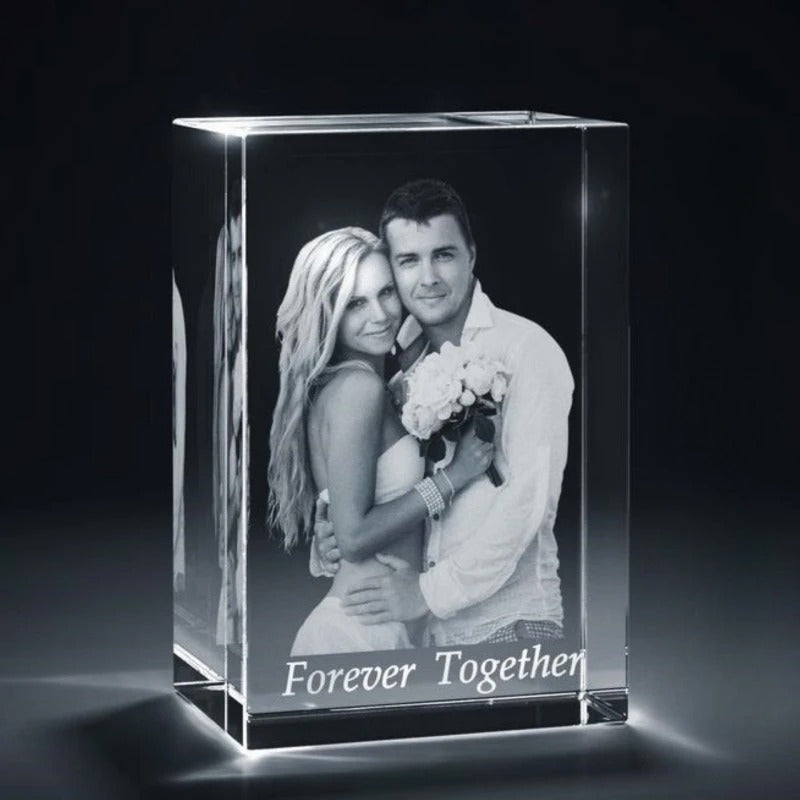 Remember Forever: Engraved Photo Crystal Candle Holder