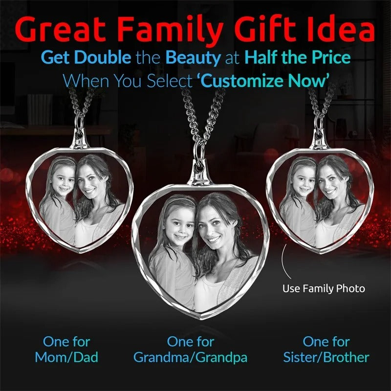 Cherished Memories Crystal Heart Necklace — Custom Photo Gift
