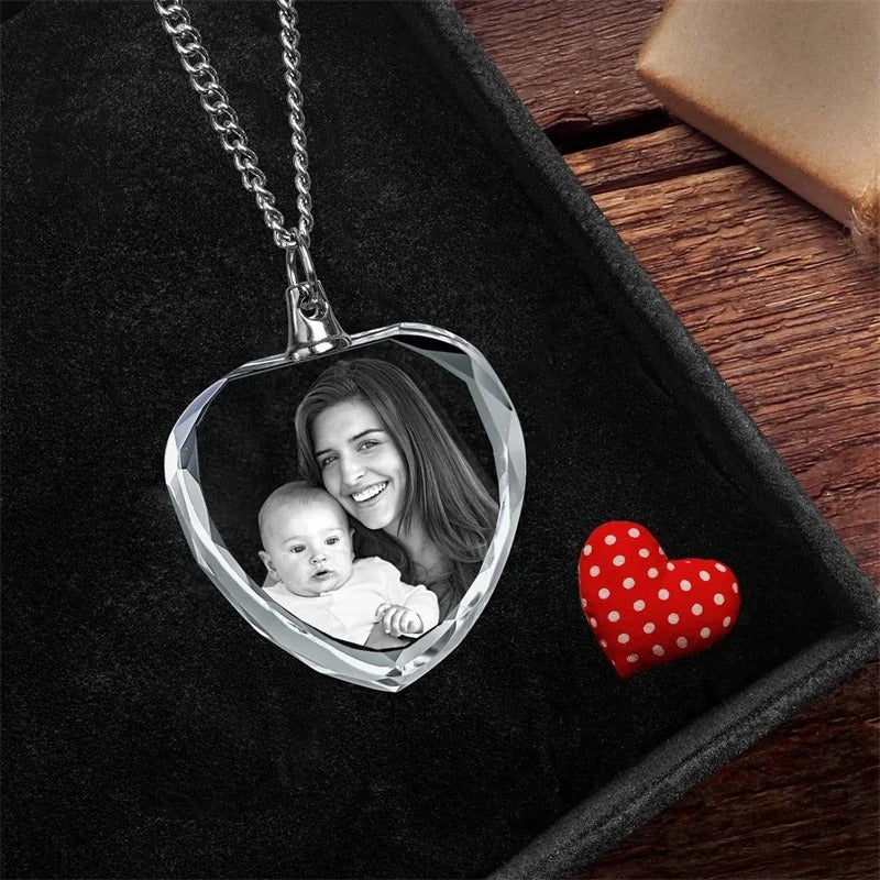 Cherished Memories Crystal Heart Necklace — Custom Photo Gift