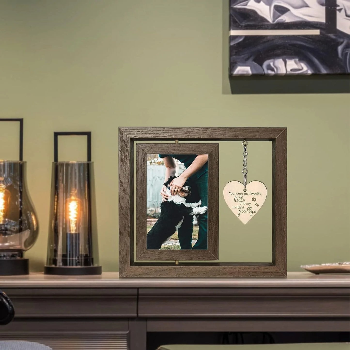 🐾 Rotating Wooden Pet Photo Frame — Cherish Their Memory