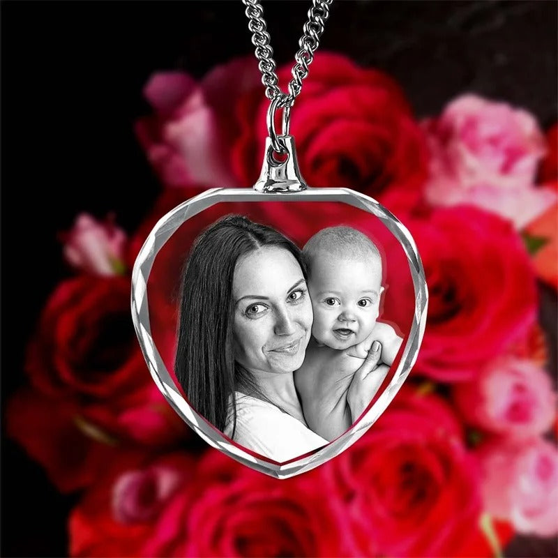 Cherished Memories Crystal Heart Necklace — Custom Photo Gift