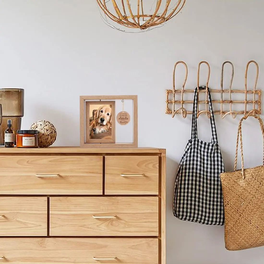 🐾 Rotating Wooden Pet Photo Frame — Cherish Their Memory