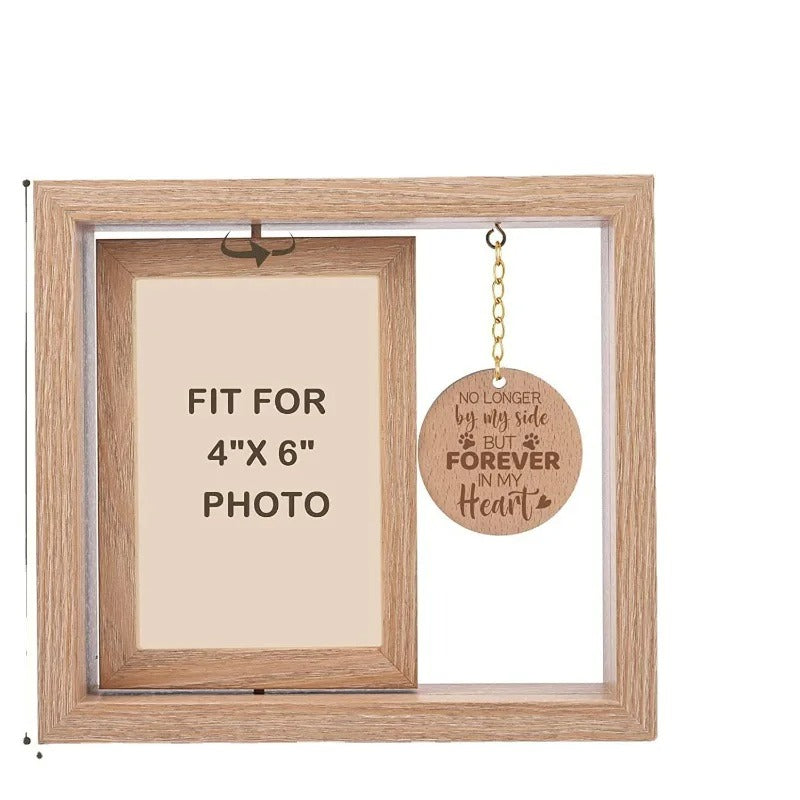 🐾 Rotating Wooden Pet Photo Frame — Cherish Their Memory