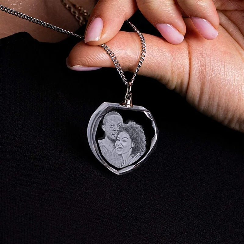 Cherished Memories Crystal Heart Necklace — Custom Photo Gift
