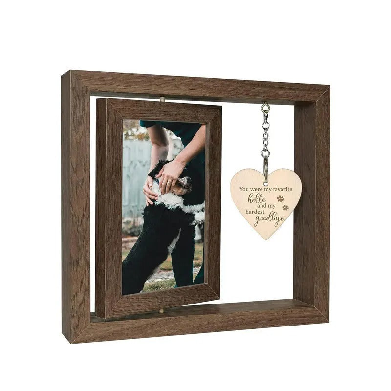 🐾 Rotating Wooden Pet Photo Frame — Cherish Their Memory