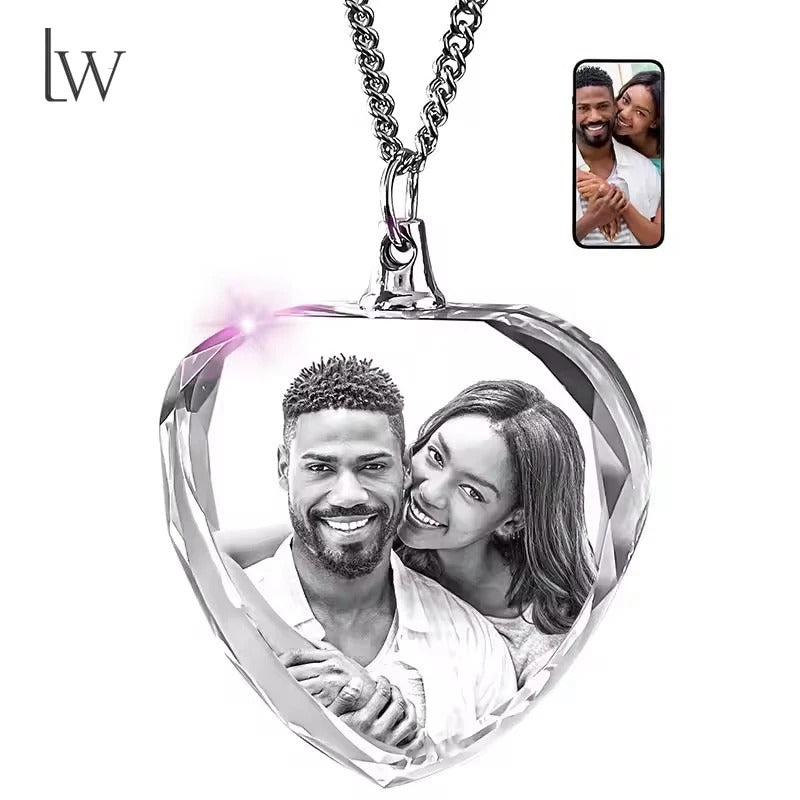 Cherished Memories Crystal Heart Necklace — Custom Photo Gift